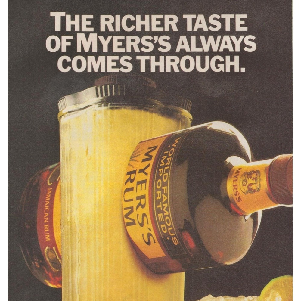 1987 Myers's Rum Vintage Print Ad Dark Rum Daiquiri Cocktail Blender Bar Decor